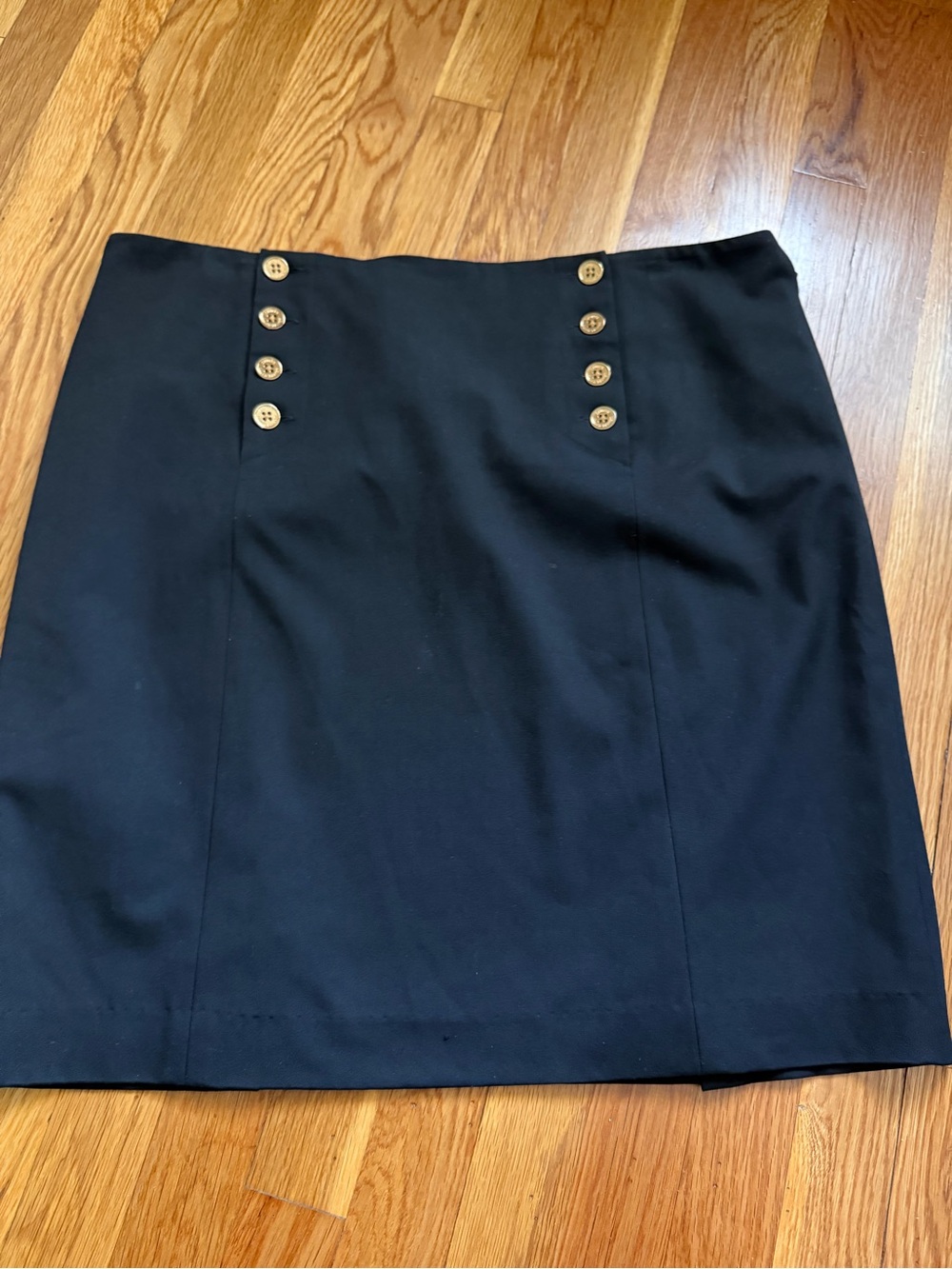 Ralph Lauren Black Mini Skirt with Gold Buttons